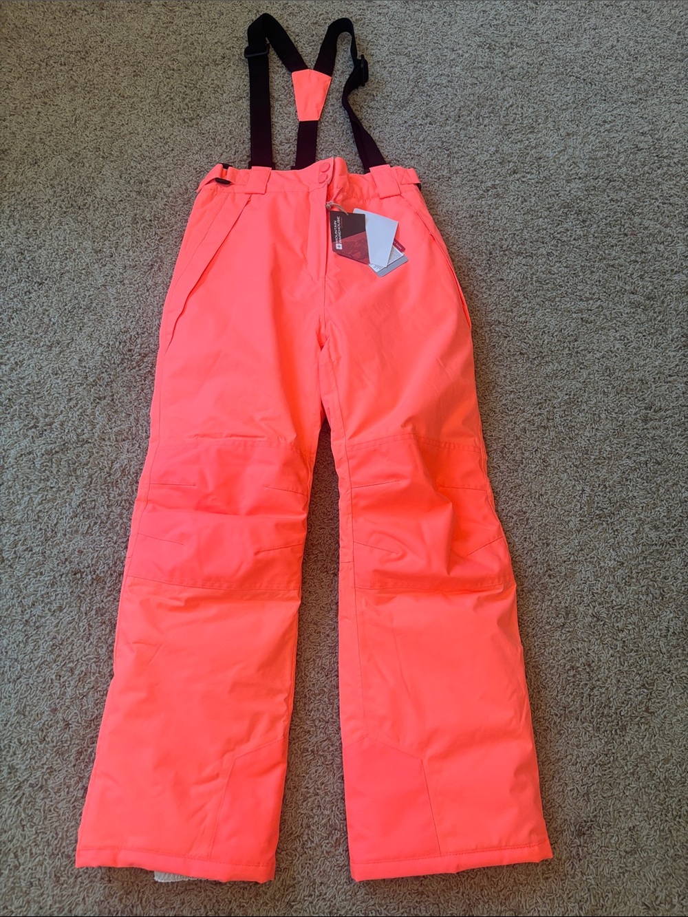 NEW Kids Bright Coral Snow Pants with Removable Suspenders
